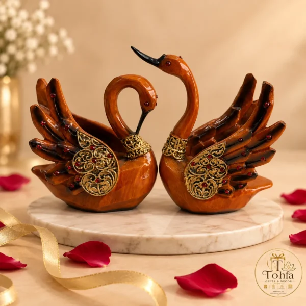 Royal Swan Couple Decorative Showpiece – Set of 2