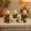 Five Little Monk Figurines Set – Marble Dust Decorative Showpieces