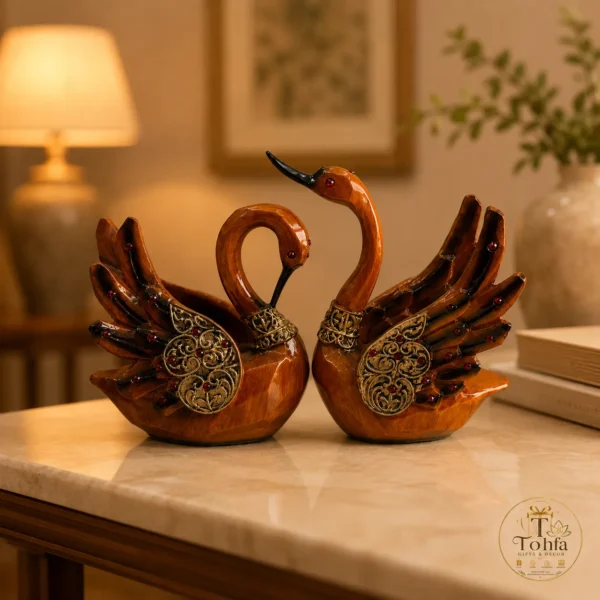 Royal Swan Couple Decorative Showpiece – Set of 2