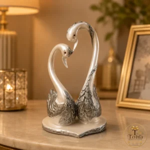 Elegant Swan Couple Showpiece – Marble Dust Decorative Figurine