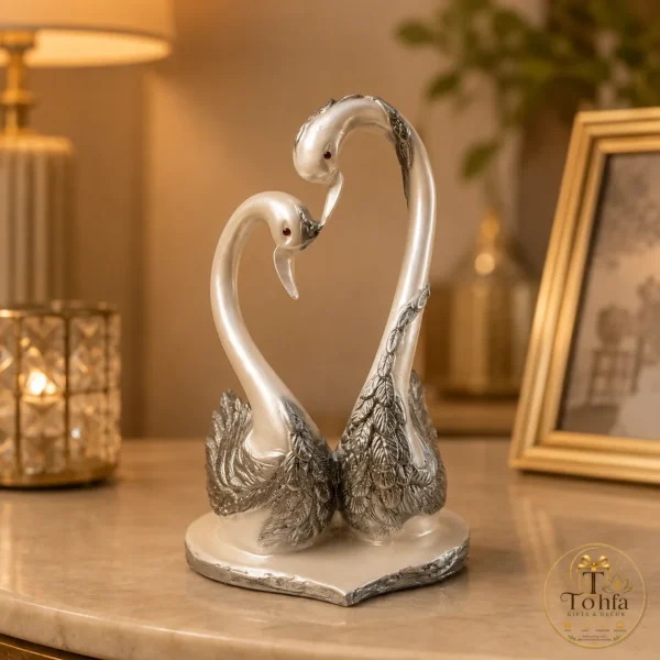 Elegant Swan Couple Showpiece – Marble Dust Decorative Figurine
