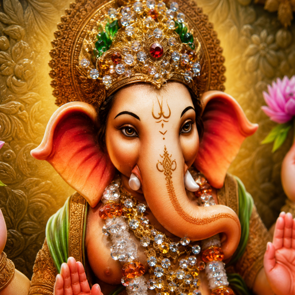 Premium 3D Crystal Embellished Lord Ganesha Wall Photo Frame | Decorative Pooja & Home Decor Frame